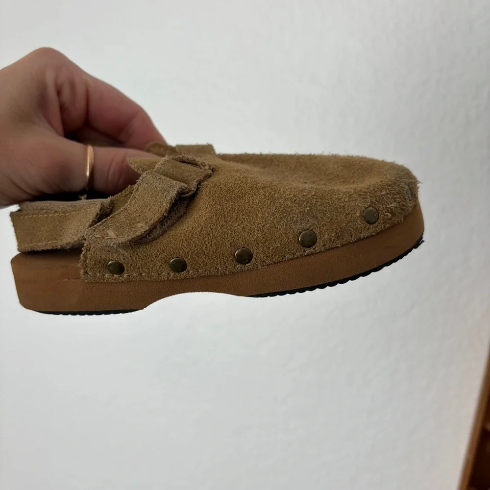Zara kids toddler 24 suede clogs sandals mules with ankle strap